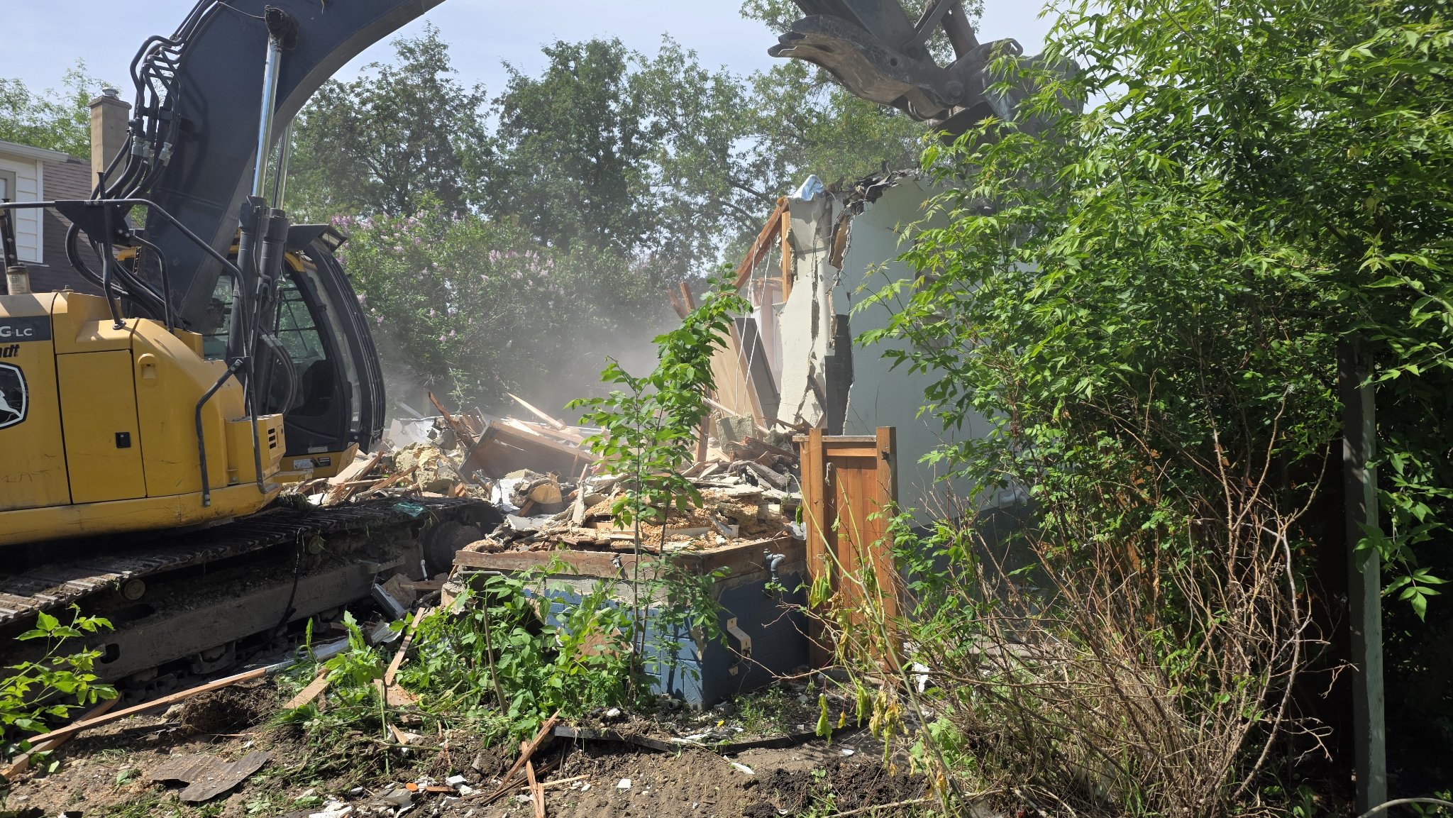 House demolition in progress